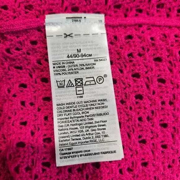 Banana Republic Fuschia Pink Open Knit Sweater Dress with Underslip Size M - Picture 12 of 12